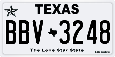 TX license plate BBV3248