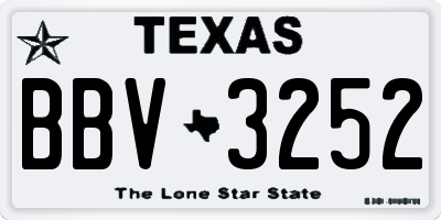 TX license plate BBV3252