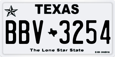TX license plate BBV3254
