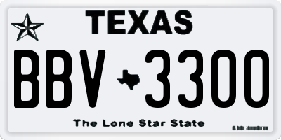 TX license plate BBV3300