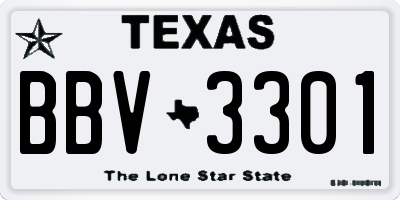 TX license plate BBV3301