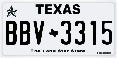 TX license plate BBV3315