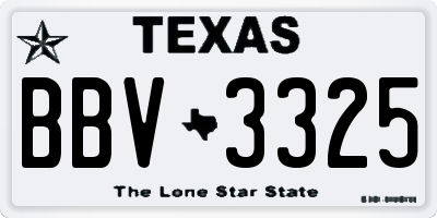 TX license plate BBV3325