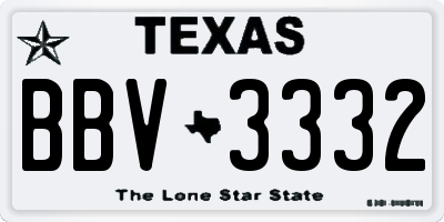 TX license plate BBV3332
