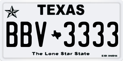 TX license plate BBV3333