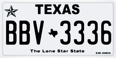 TX license plate BBV3336