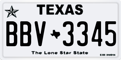 TX license plate BBV3345