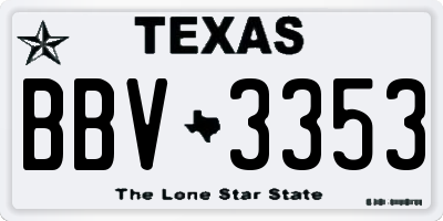 TX license plate BBV3353