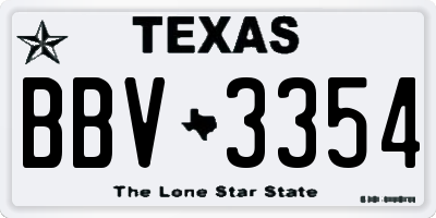 TX license plate BBV3354