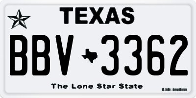 TX license plate BBV3362
