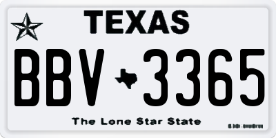 TX license plate BBV3365