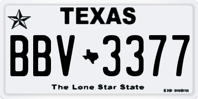 TX license plate BBV3377
