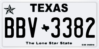 TX license plate BBV3382