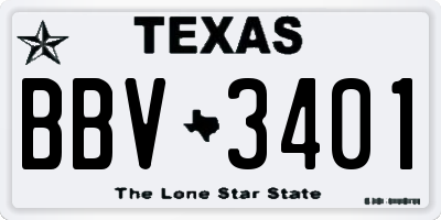 TX license plate BBV3401