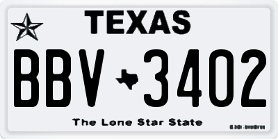 TX license plate BBV3402