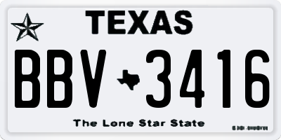 TX license plate BBV3416