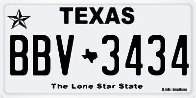 TX license plate BBV3434
