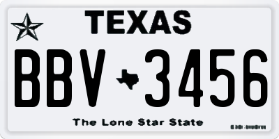 TX license plate BBV3456