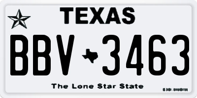 TX license plate BBV3463