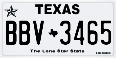 TX license plate BBV3465