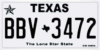 TX license plate BBV3472