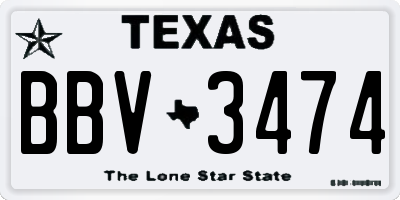 TX license plate BBV3474