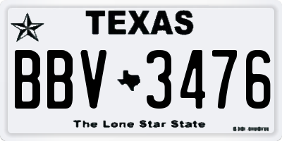 TX license plate BBV3476