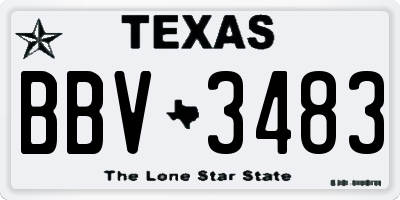 TX license plate BBV3483