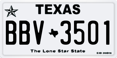 TX license plate BBV3501