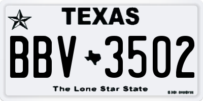 TX license plate BBV3502