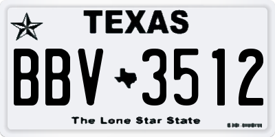 TX license plate BBV3512