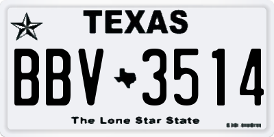 TX license plate BBV3514