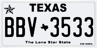 TX license plate BBV3533