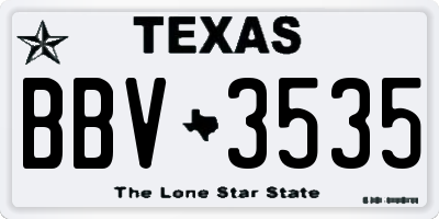 TX license plate BBV3535