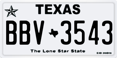 TX license plate BBV3543