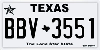 TX license plate BBV3551
