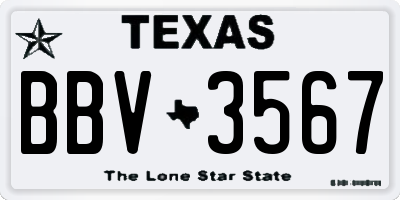 TX license plate BBV3567