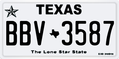 TX license plate BBV3587