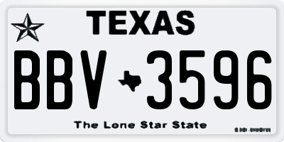 TX license plate BBV3596