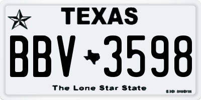 TX license plate BBV3598
