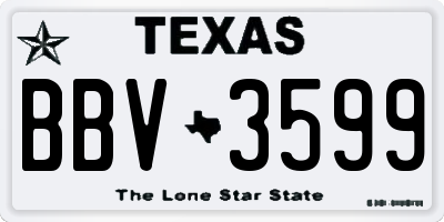 TX license plate BBV3599