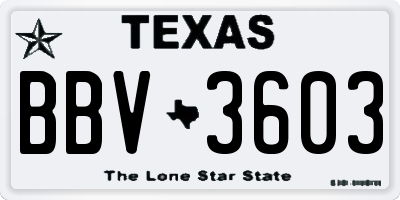 TX license plate BBV3603