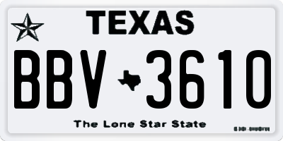 TX license plate BBV3610