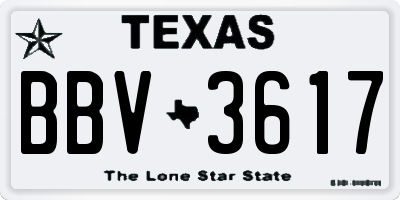 TX license plate BBV3617