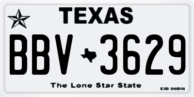TX license plate BBV3629