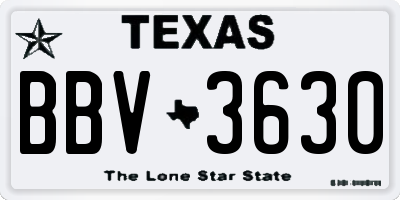 TX license plate BBV3630