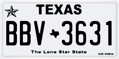 TX license plate BBV3631