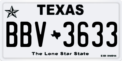 TX license plate BBV3633