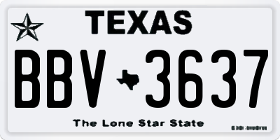 TX license plate BBV3637