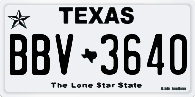 TX license plate BBV3640